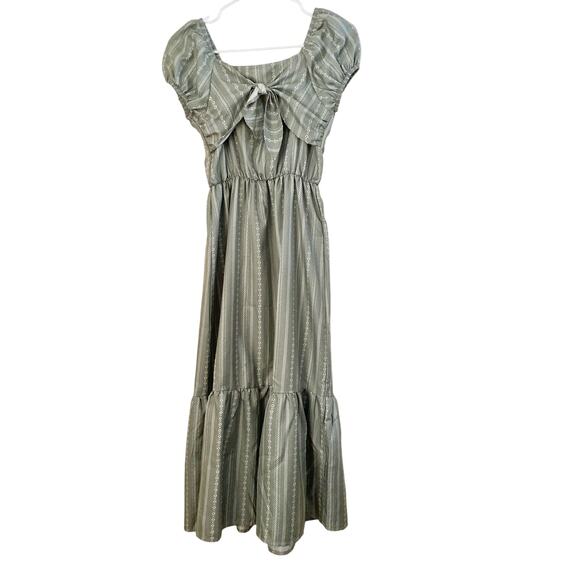 Lily Bleu Tween Girl's Midi Dress Size 16Y Sage Green Front Tie NWOT - Picture 1 of 7